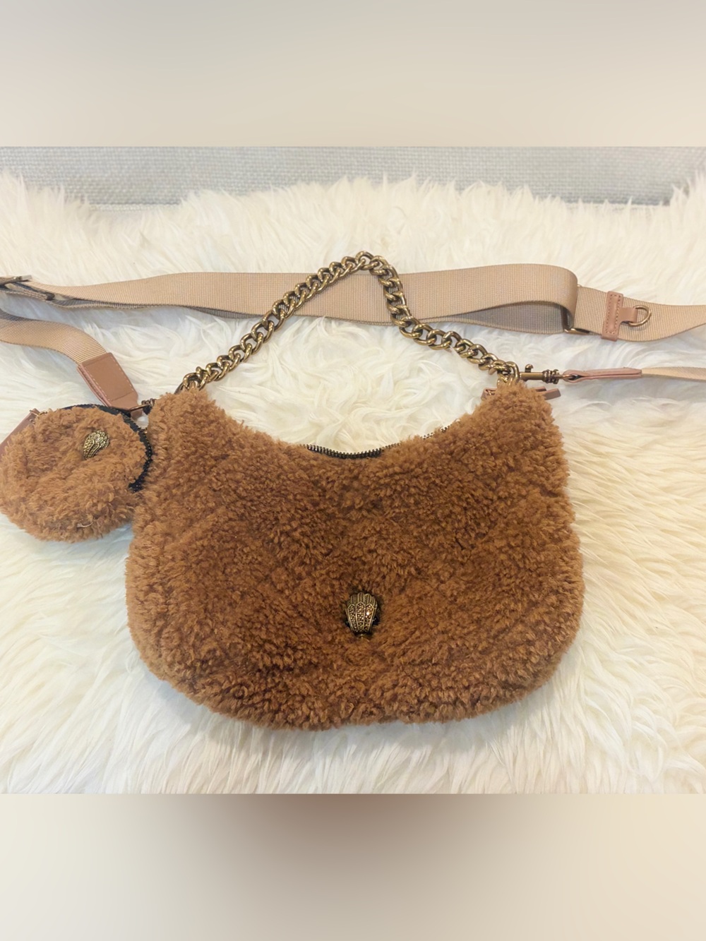 Kurt Geiger Brown Fur Shoulder/Crossbody Bag EUC - Picture 3 of 8